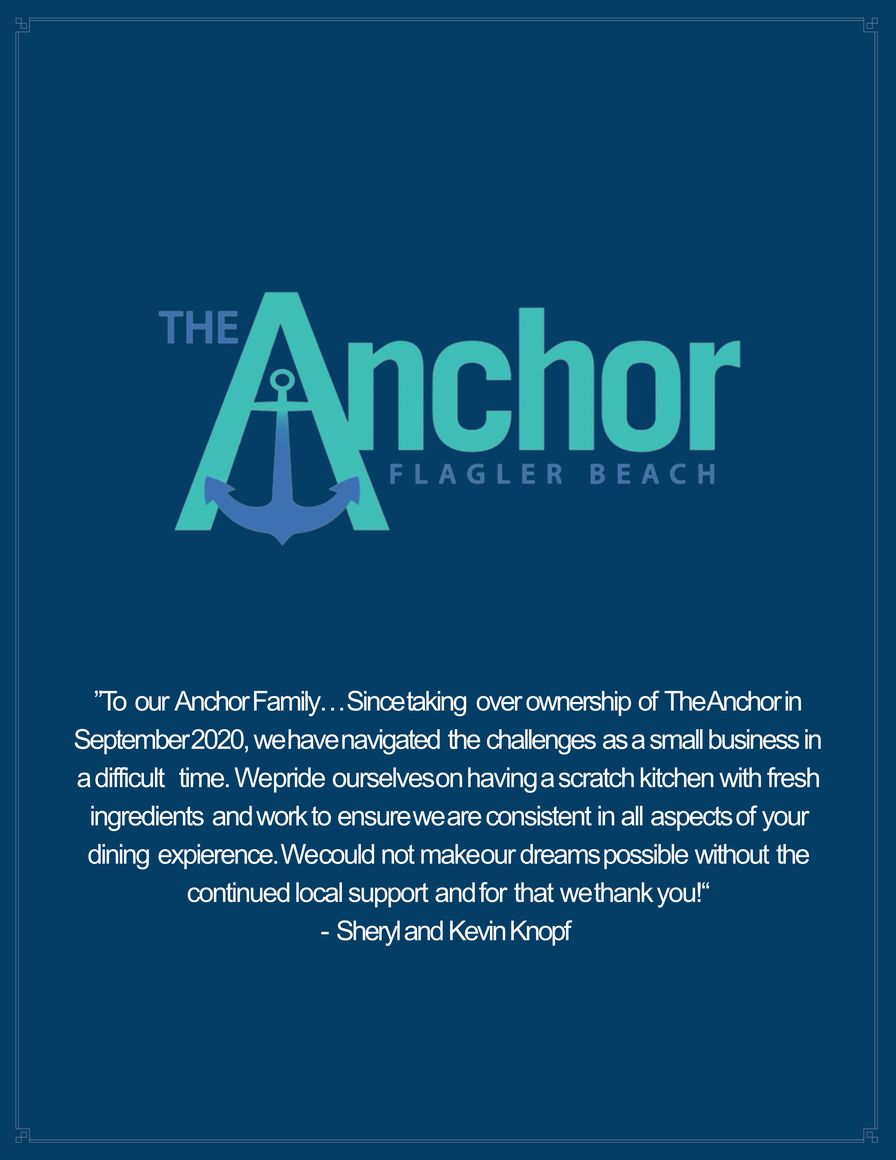 Message of Thanks from the Owners of The Anchor Restaurant to the patrons, staff and local community