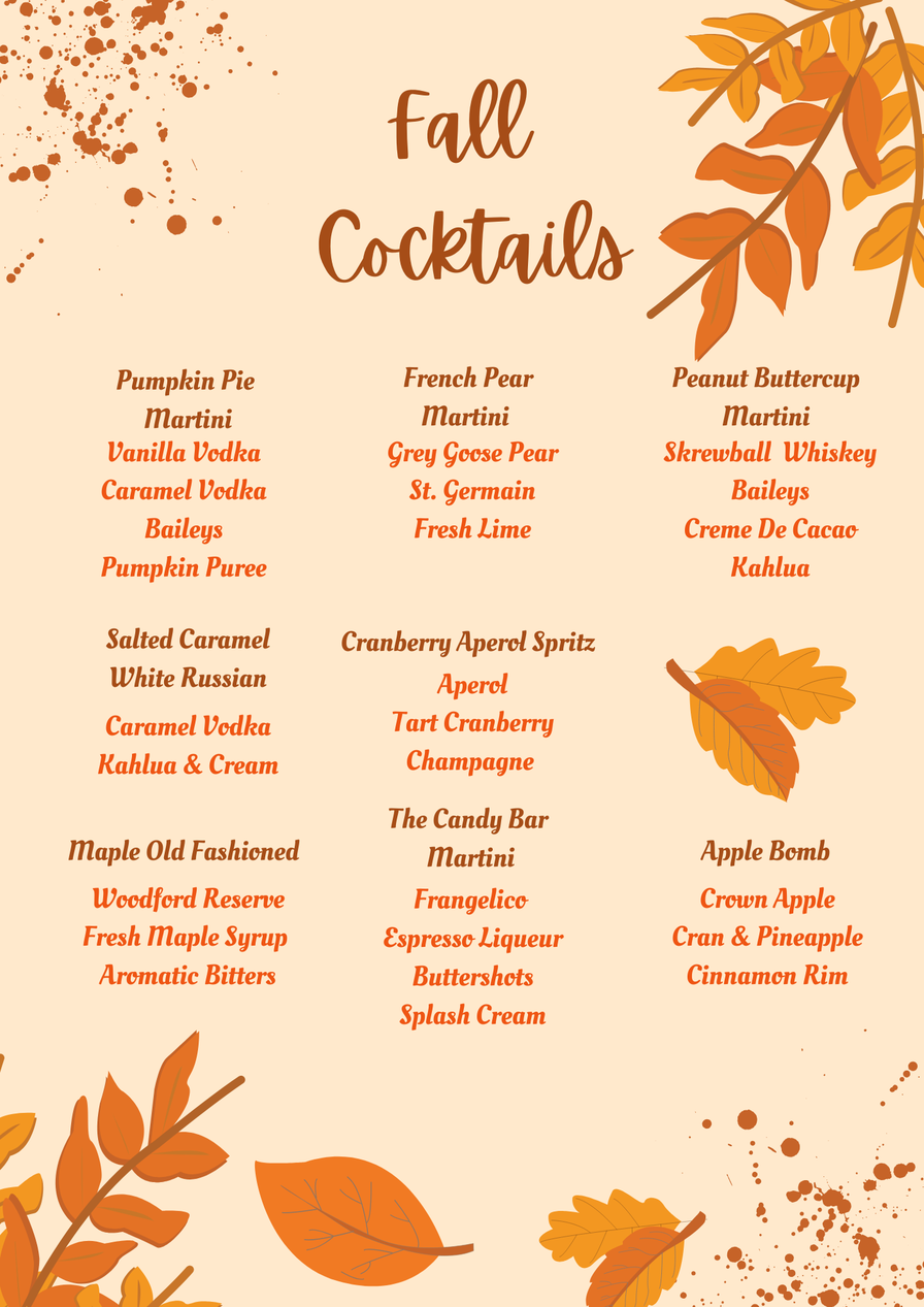 Fall Cocktail Menu